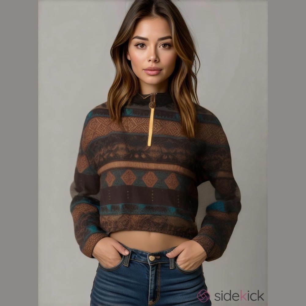 SOLD🛍Bundle sale🛍Zaful tribal cropped sweater small - Picture 1 of 7